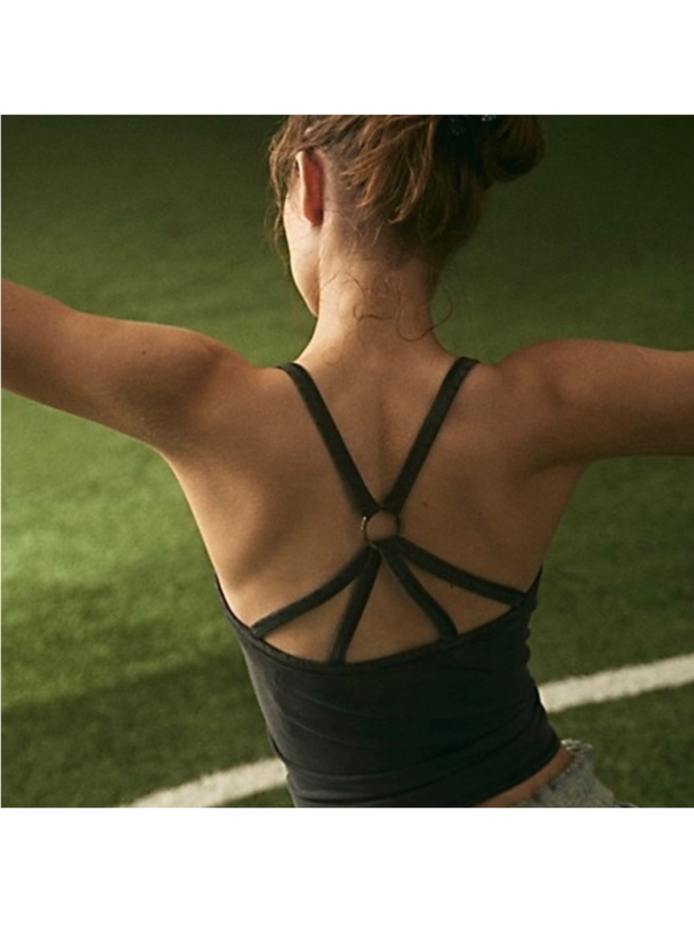 Free People Movement Sporty Moment  Black Gray Crop Tank Top